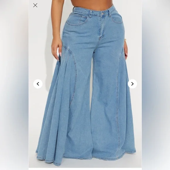 Stretch Fashion Nova Kalinda Super Wide Leg Jeans - Picture 2 of 6